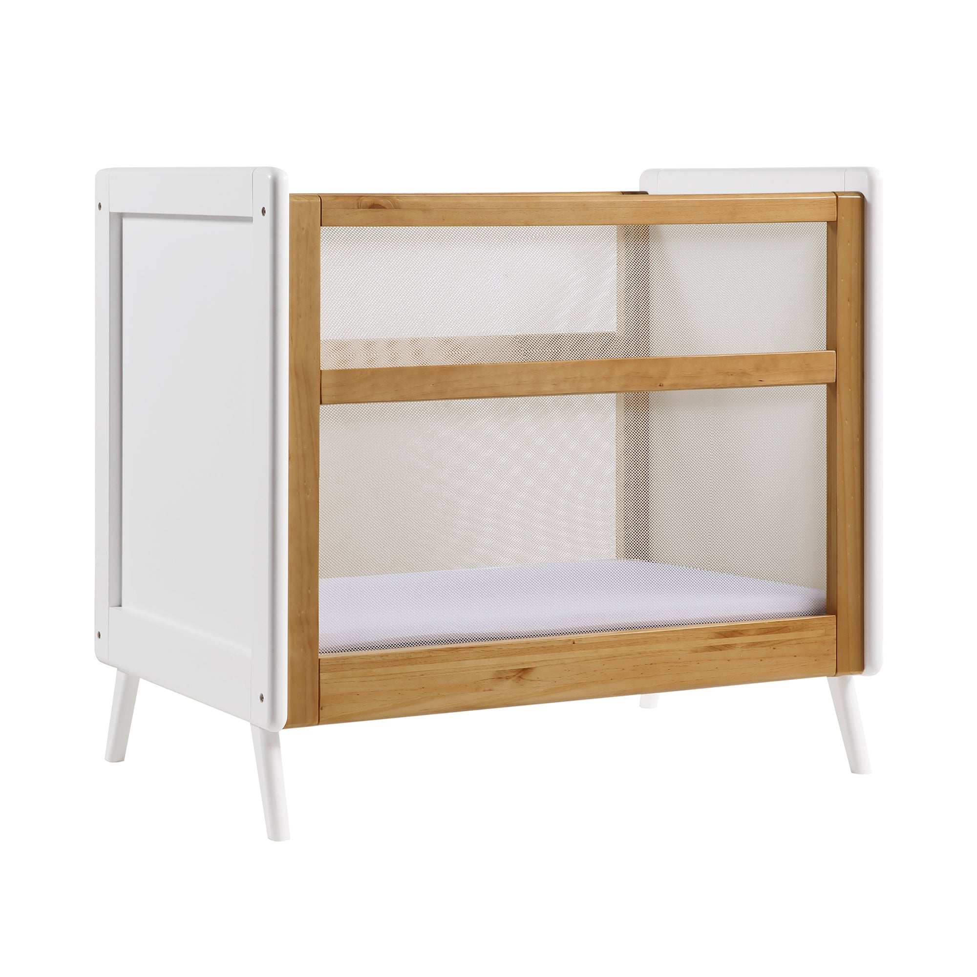 Breathable™ Mesh 2-in-1 Mini Crib — Beech & White — Greenguard Gold Ce