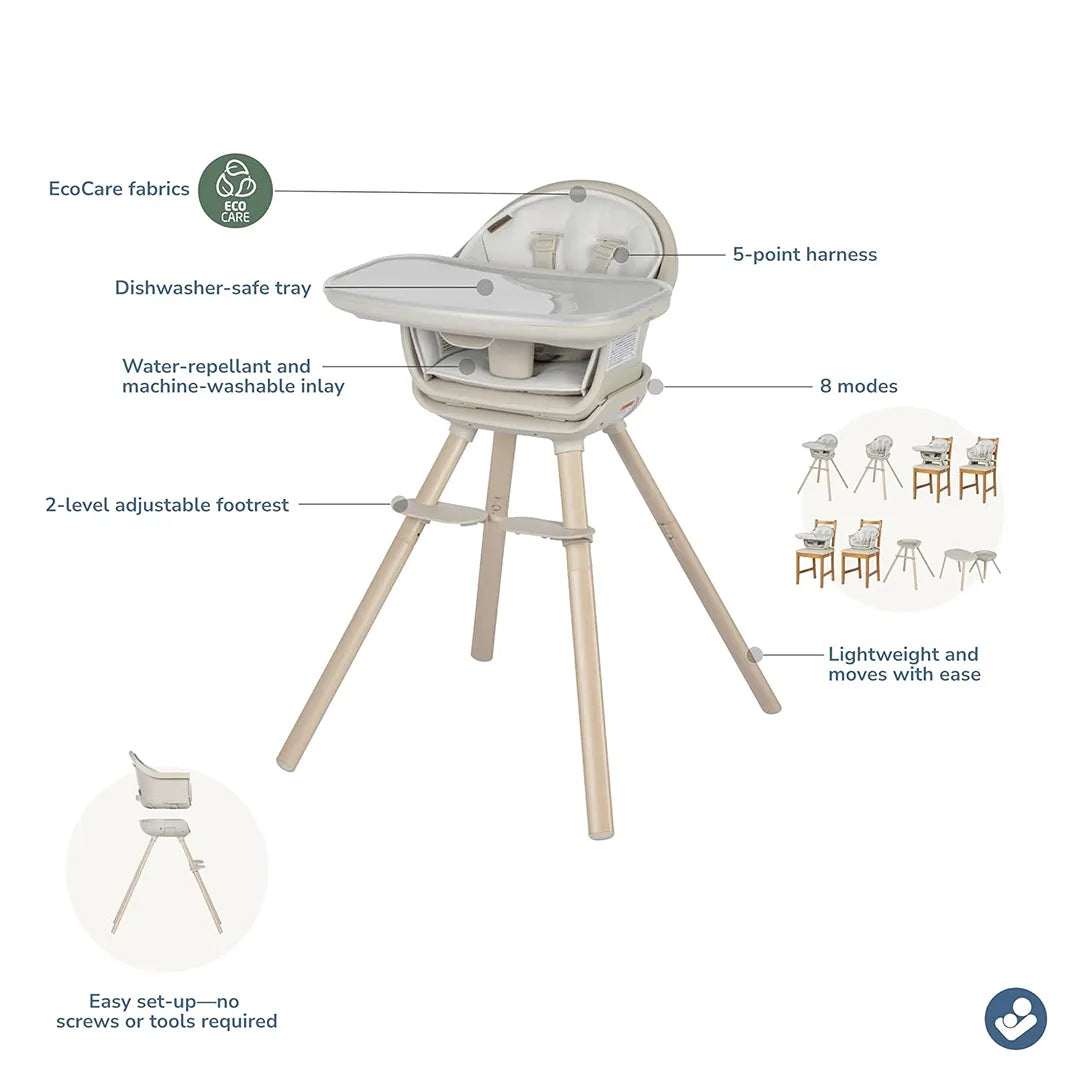 Moa 8-in-1 High Chair- Classic Oat | Rebelstork US